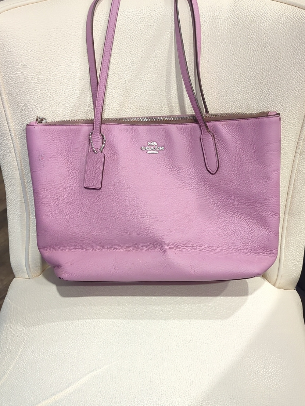 Coach Lilac Leather Zip-Top Tote